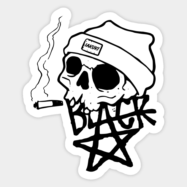 Smoke Skull Black Sticker by IAKUKI